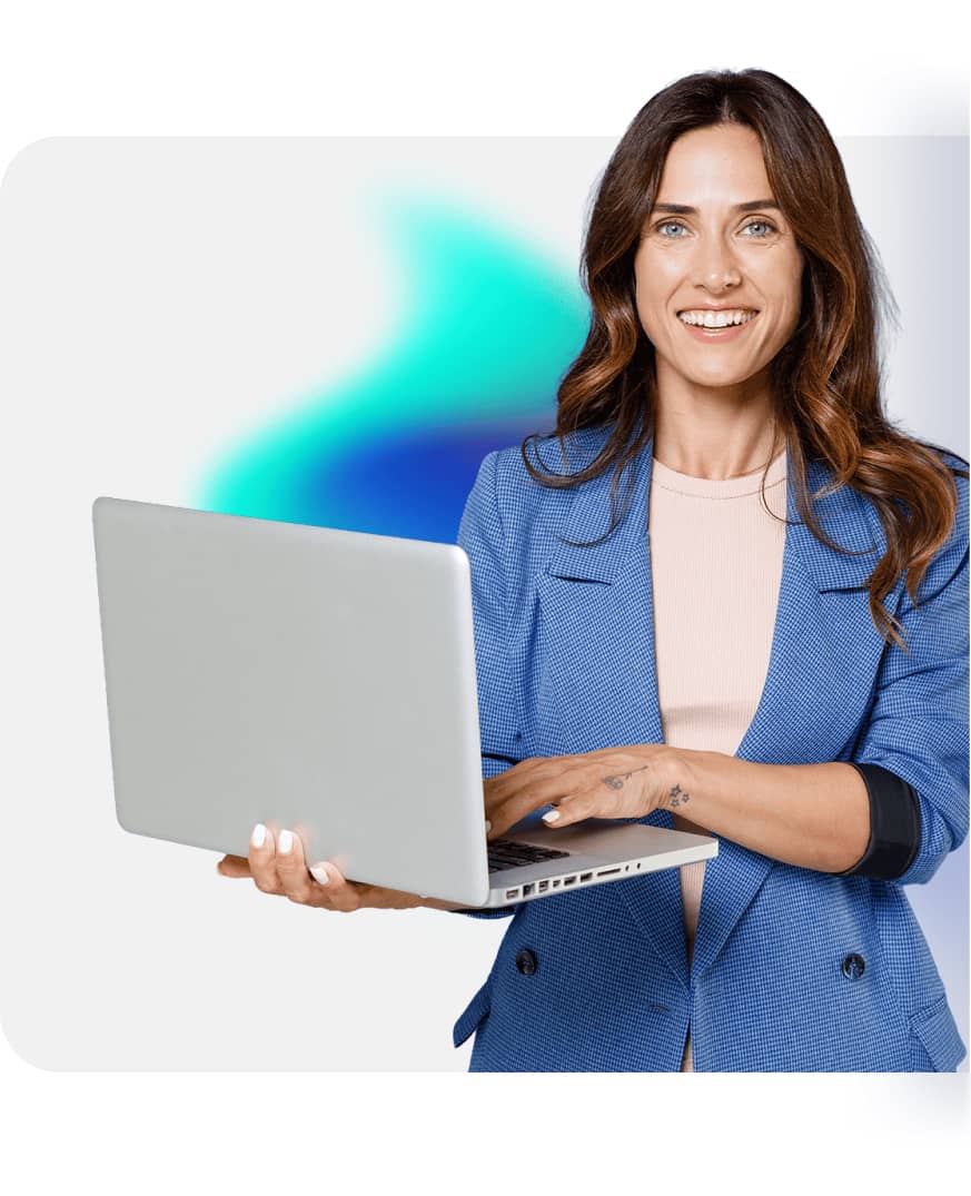 Woman working on laptop
