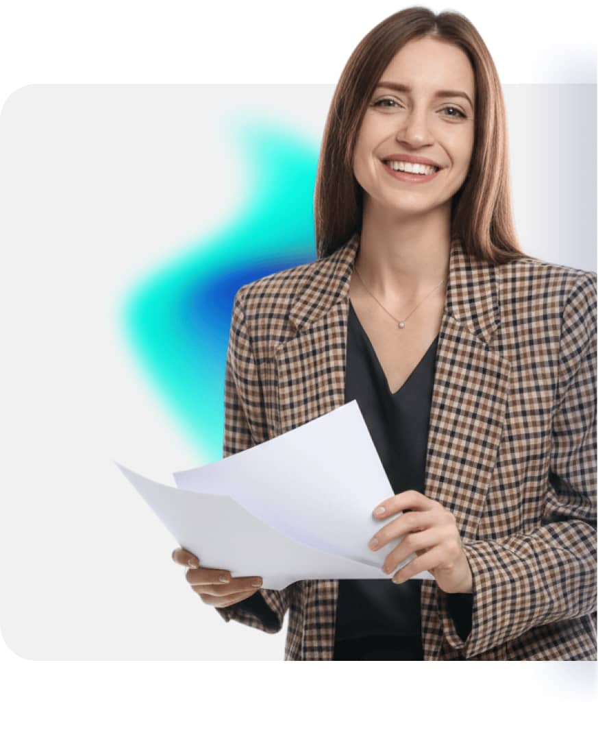 Woman with printed documents